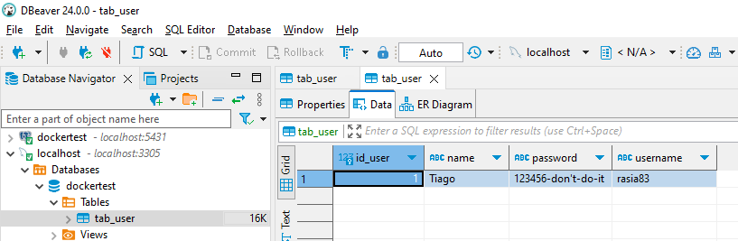 Result in MySQL/DBeaver